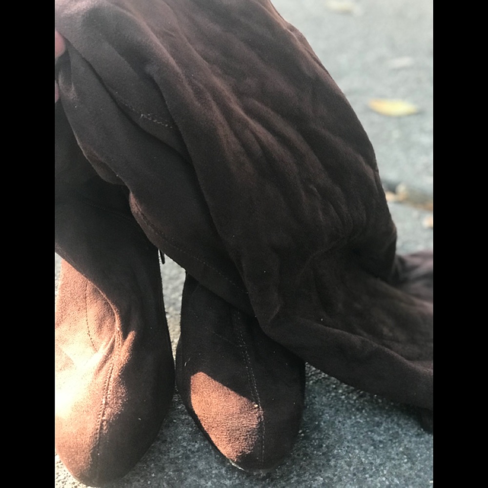 Brown Suede Thigh High Boots